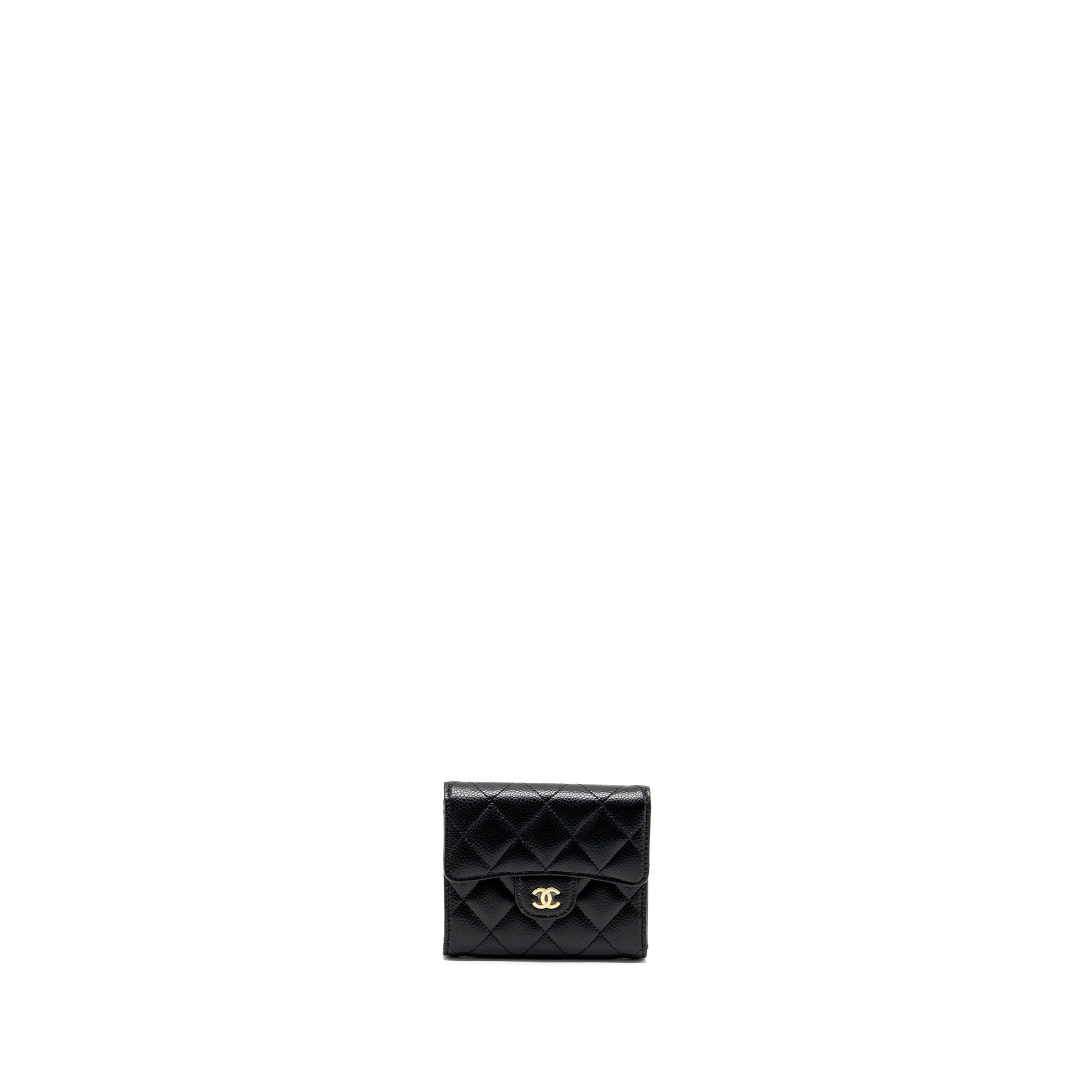 CHANEL CLASSIC COMPACT WALLET CAVIAR BLACK GHW (MICROCHIP)