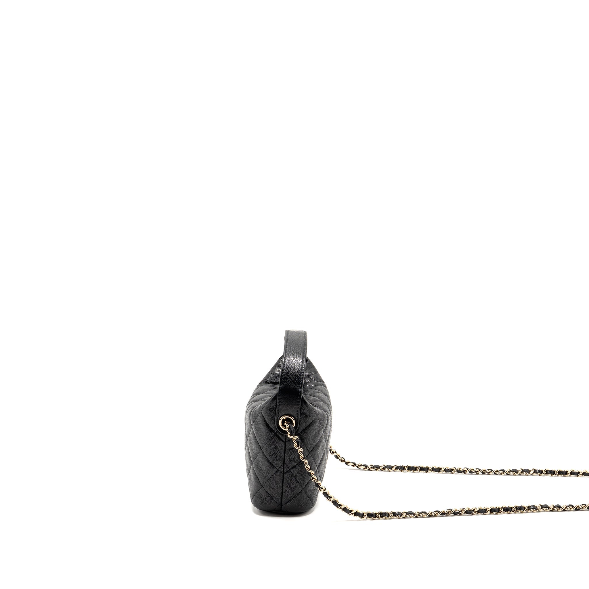 CHANEL 25C QUILTED HOBO BAG CAVIAR BLACK GHW (MICROCHIP)