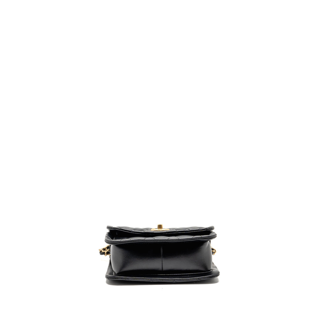 CHANEL QUILTED SQUARE FLAP BAG LAMBSKIN BLACK GHW