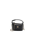 CHANEL 25C DETAIL CC LOGO QUILTED HOBO BAG CAVIAR BLACK LGHW (MICROCHIP)