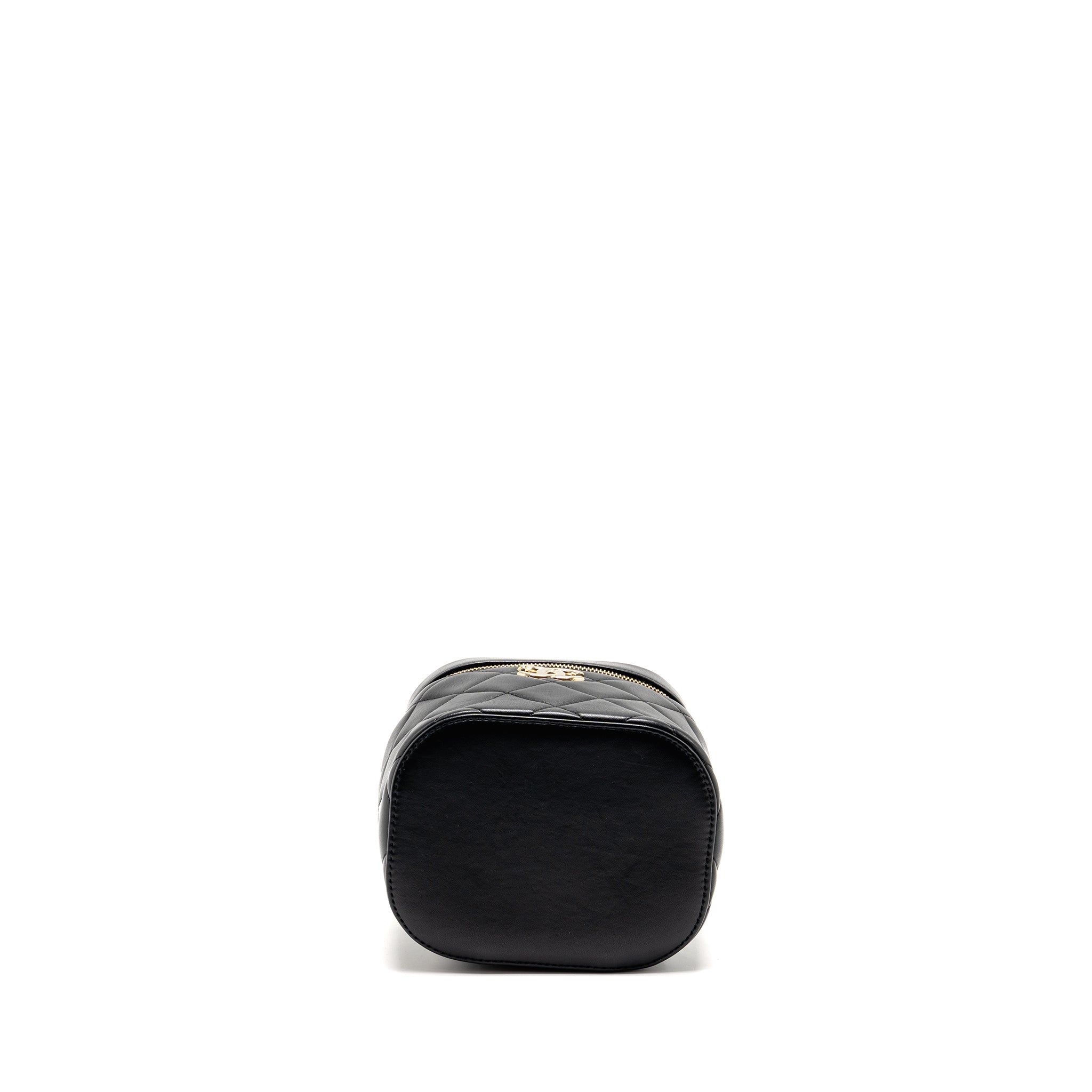 CHANEL TRENDY CC ROUND VANITY CASE CROSSBODY BAG LAMBSKIN BLACK LGHW
