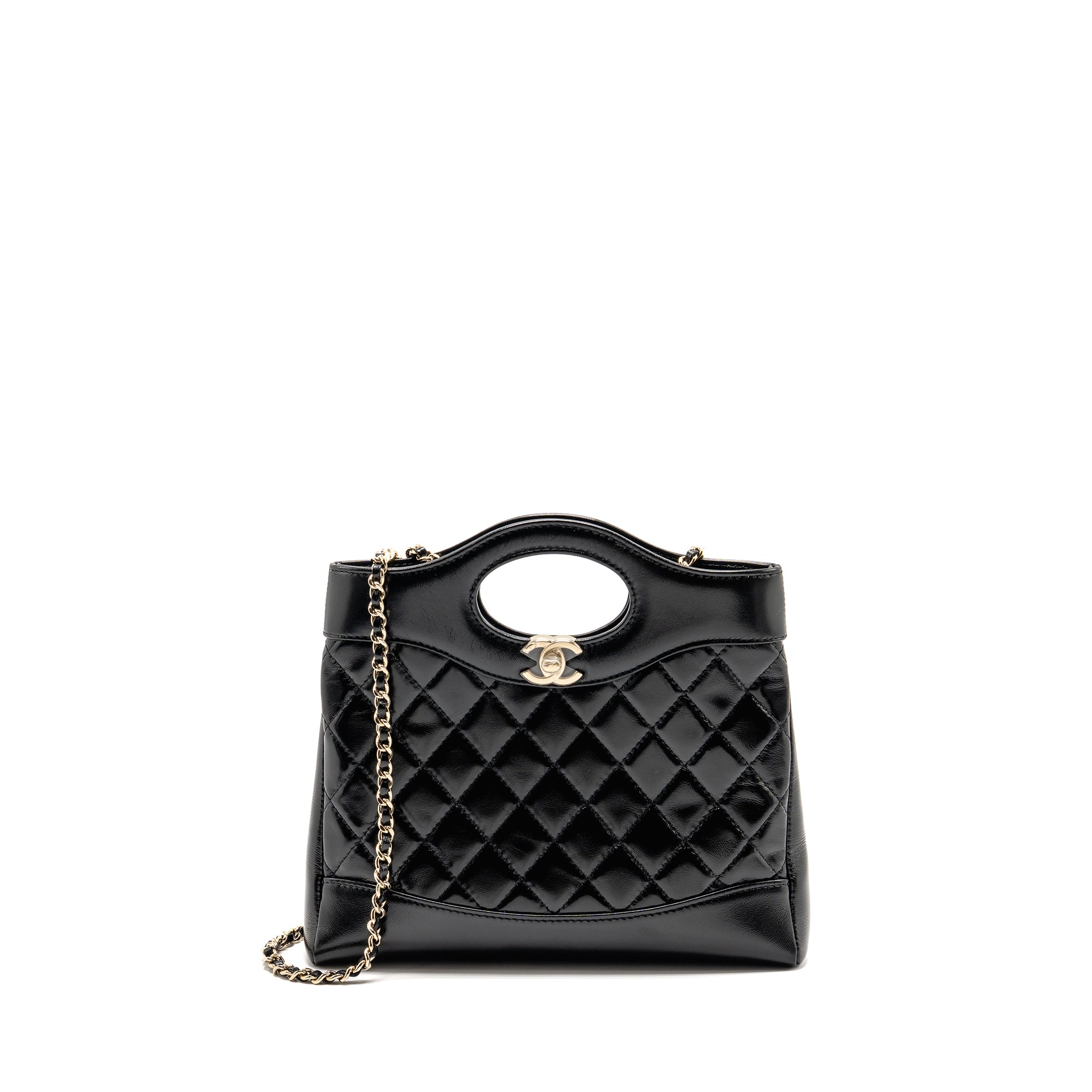 CHANEL MINI 31 BAG SHINY CALFSKIN BLACK LGHW (MICROCHIP)