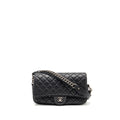 CHANEL MEDIUM CASUAL ROCK FLAP BAG GRAINED CALFSKIN BLACK RUTHENIUM HARDWARE