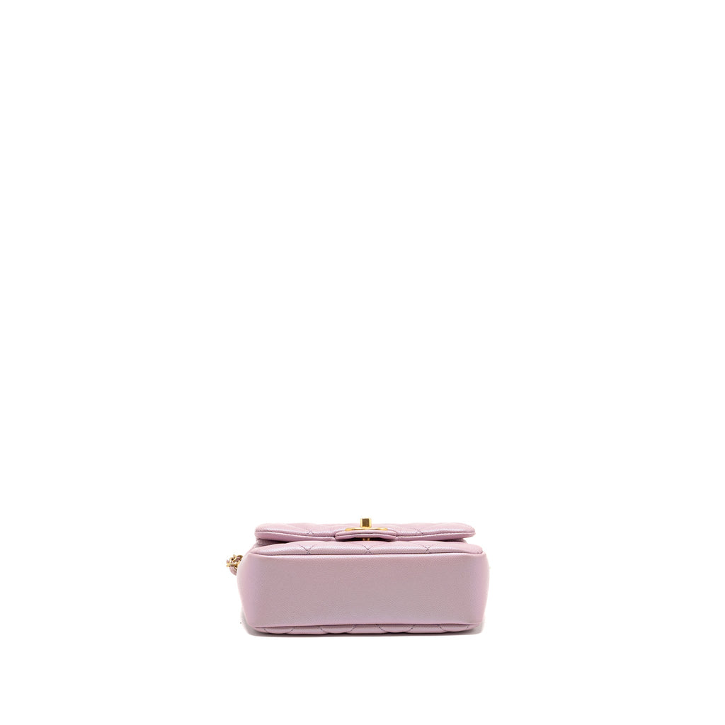 CHANEL 21K MY PERFECT MINI FLAP BAG CAVIAR IRIDESCENT PINK GHW (MICROCHIP)