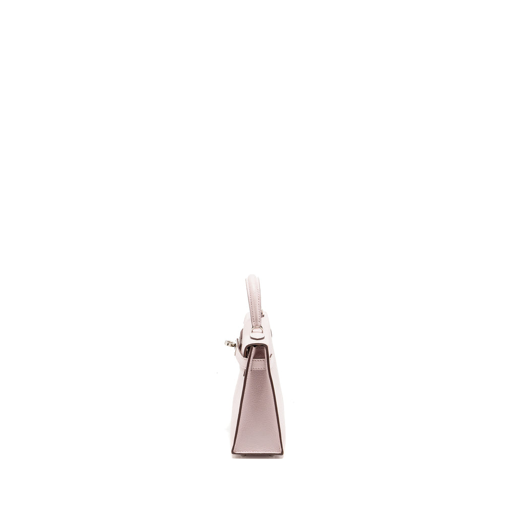HERMES MINI KELLY II SPECIAL ORDER CHEVRE MYSORE LEATHER MAUVE PALE / GOLD SHW