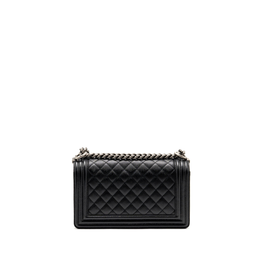 CHANEL MEDIUM BOY BAG CAVIAR BLACK SHW
