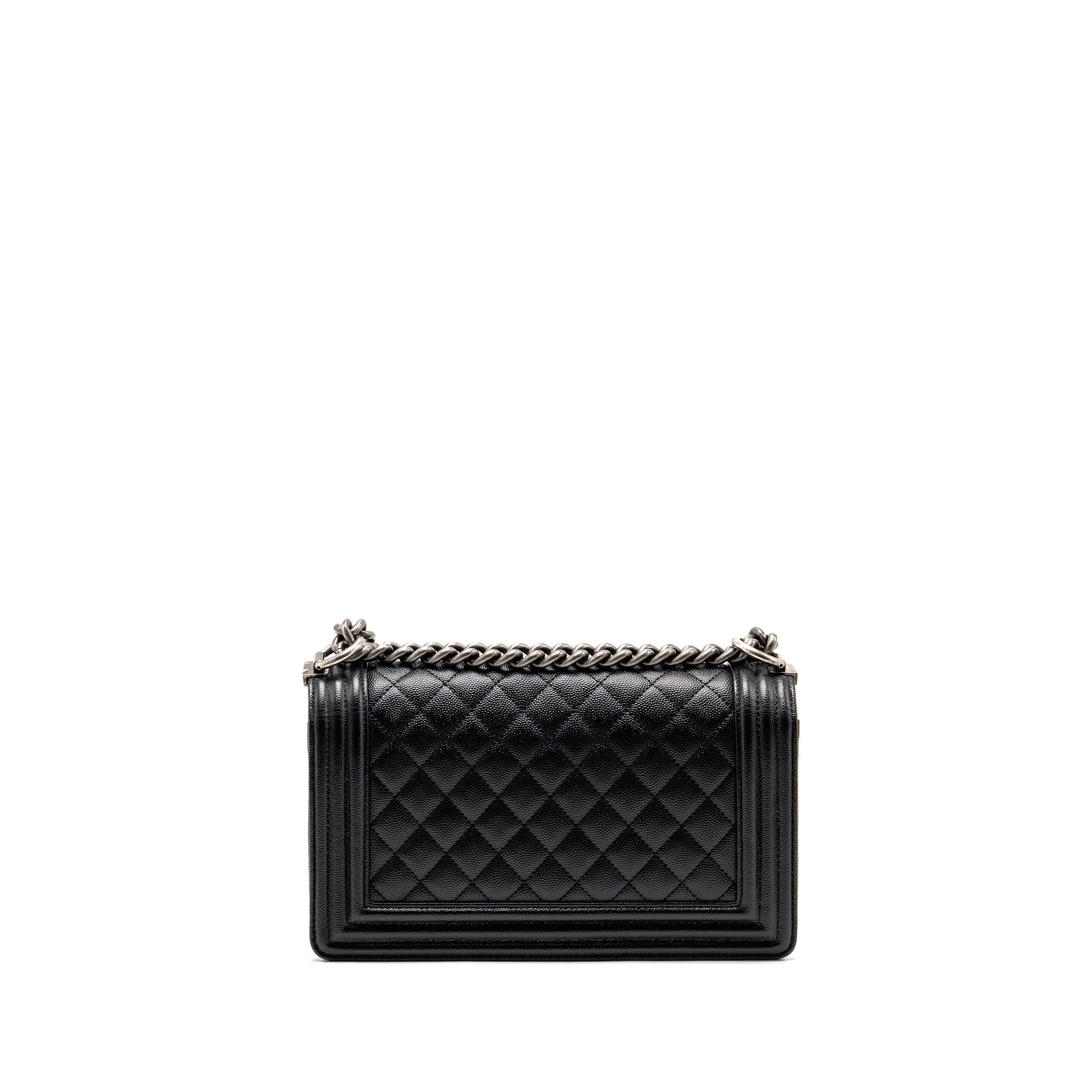 CHANEL MEDIUM BOY BAG CAVIAR BLACK SHW