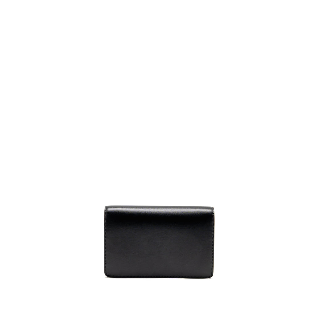CELINE TRIOMPHE WALLET ON CHAIN MARGO SHINY CALFSKIN BLACK GHW