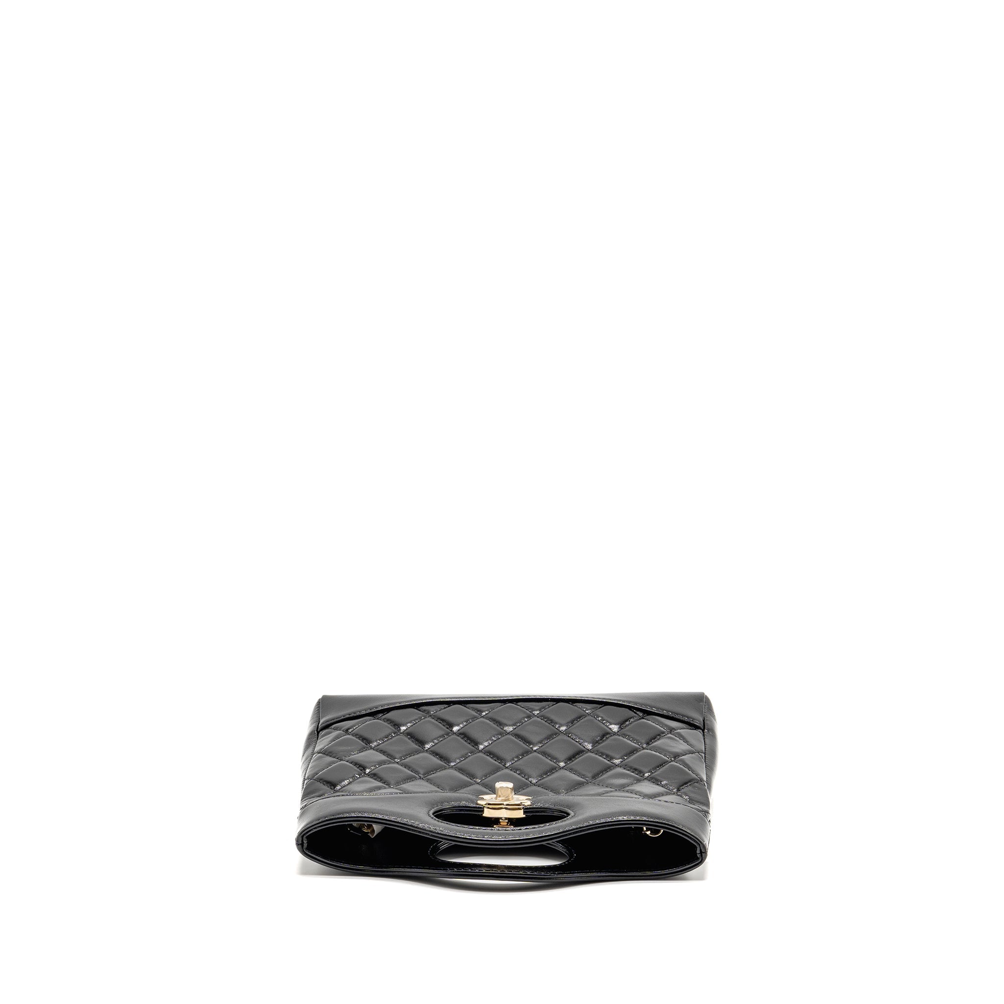 CHANEL MINI 31 BAG SHINY CALFSKIN BLACK LGHW (MICROCHIP)