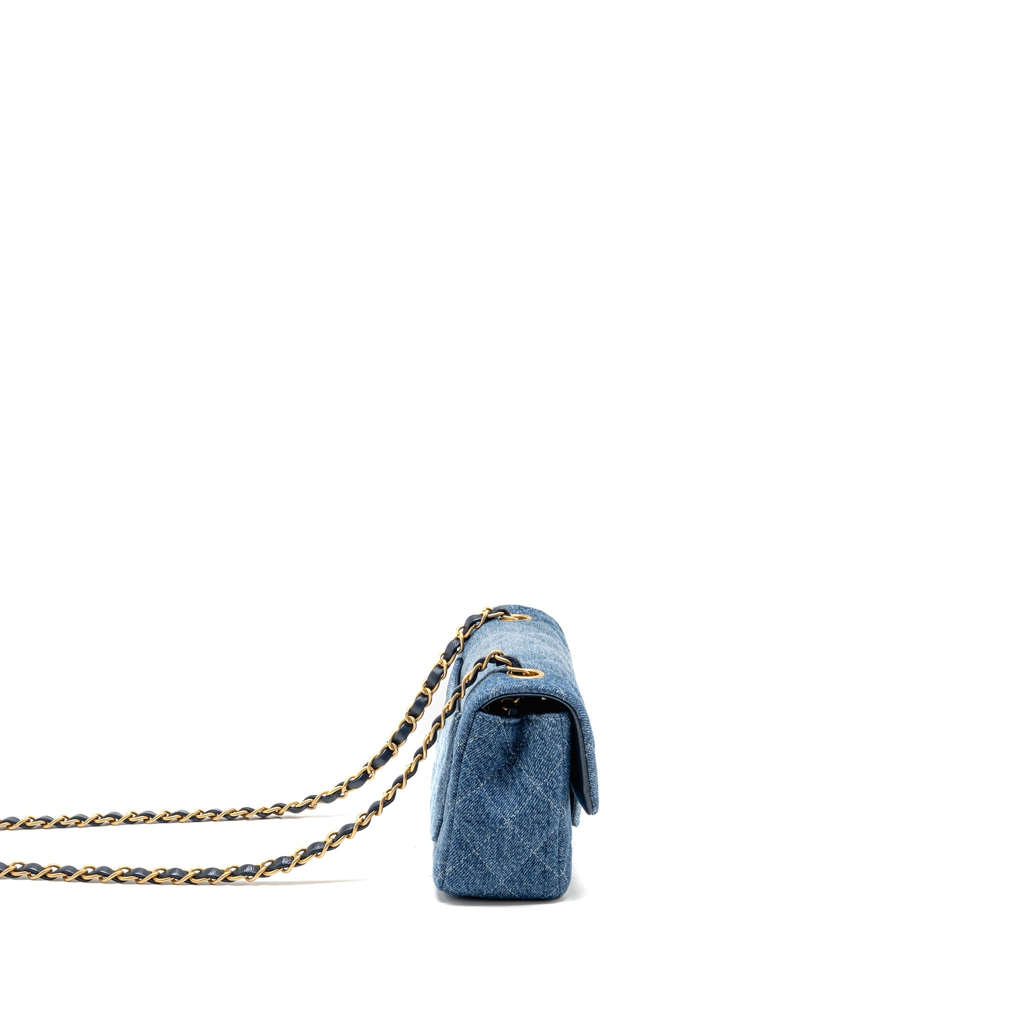 CHANEL MINI RECTANGULAR FLAP BAG DENIM BLUE GHW (MICROCHIP)
