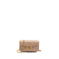 GUCCI GG MARMONT MINI BAG CHEVRON LEATHER BEIGE GHW
