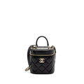 CHANEL TRENDY CC ROUND VANITY CASE CROSSBODY BAG LAMBSKIN BLACK LGHW