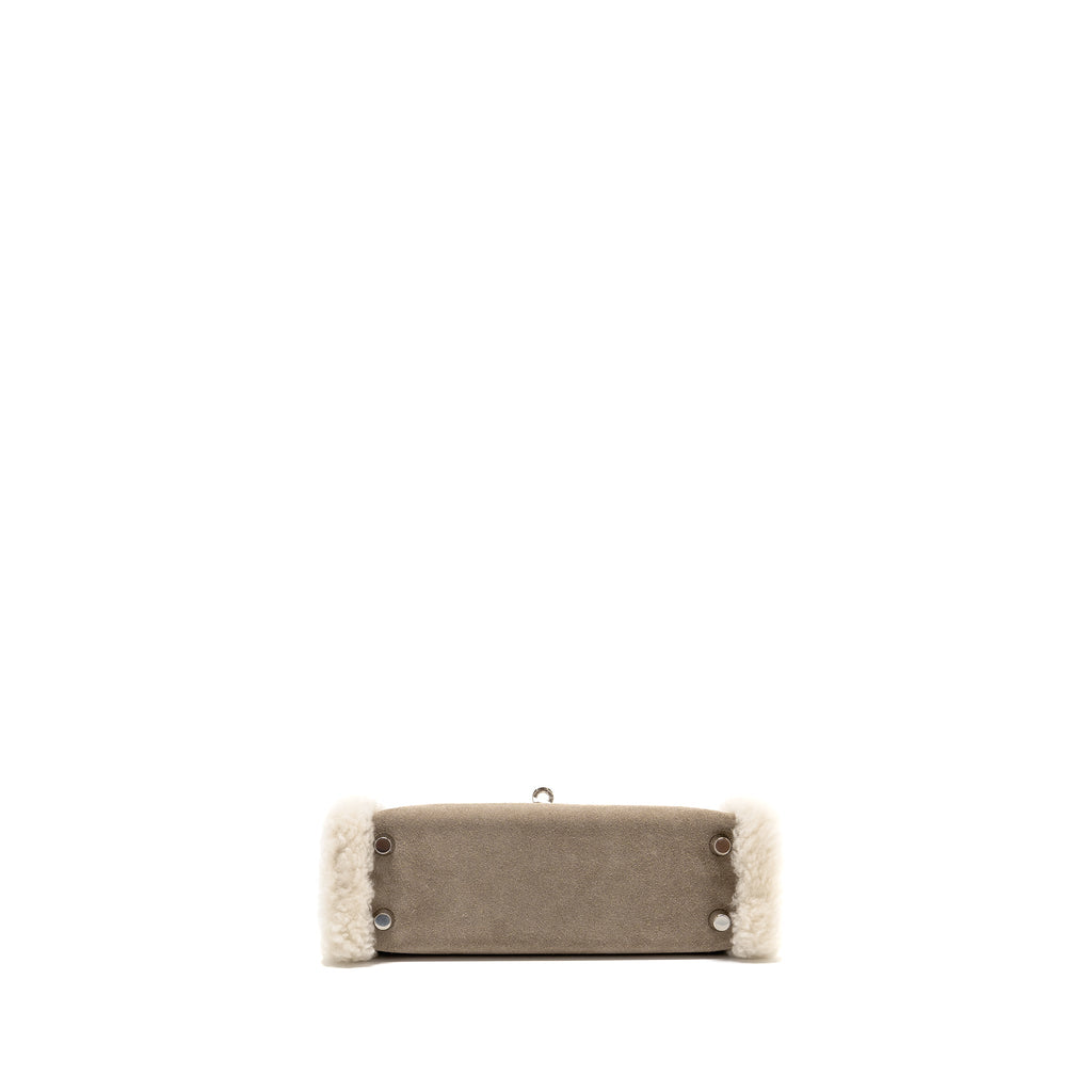 HERMES MINI KELLY PLUCH GRIZZLY/SWIFT/MOUTON MERINOS GRIS CAILLOU/ECRU/ETOUPE SHW