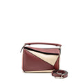 LOEWE SMALL PUZZLE BAG GRAINED CALFSKIN BURGUNDY / MULTICOLOUR SHW
