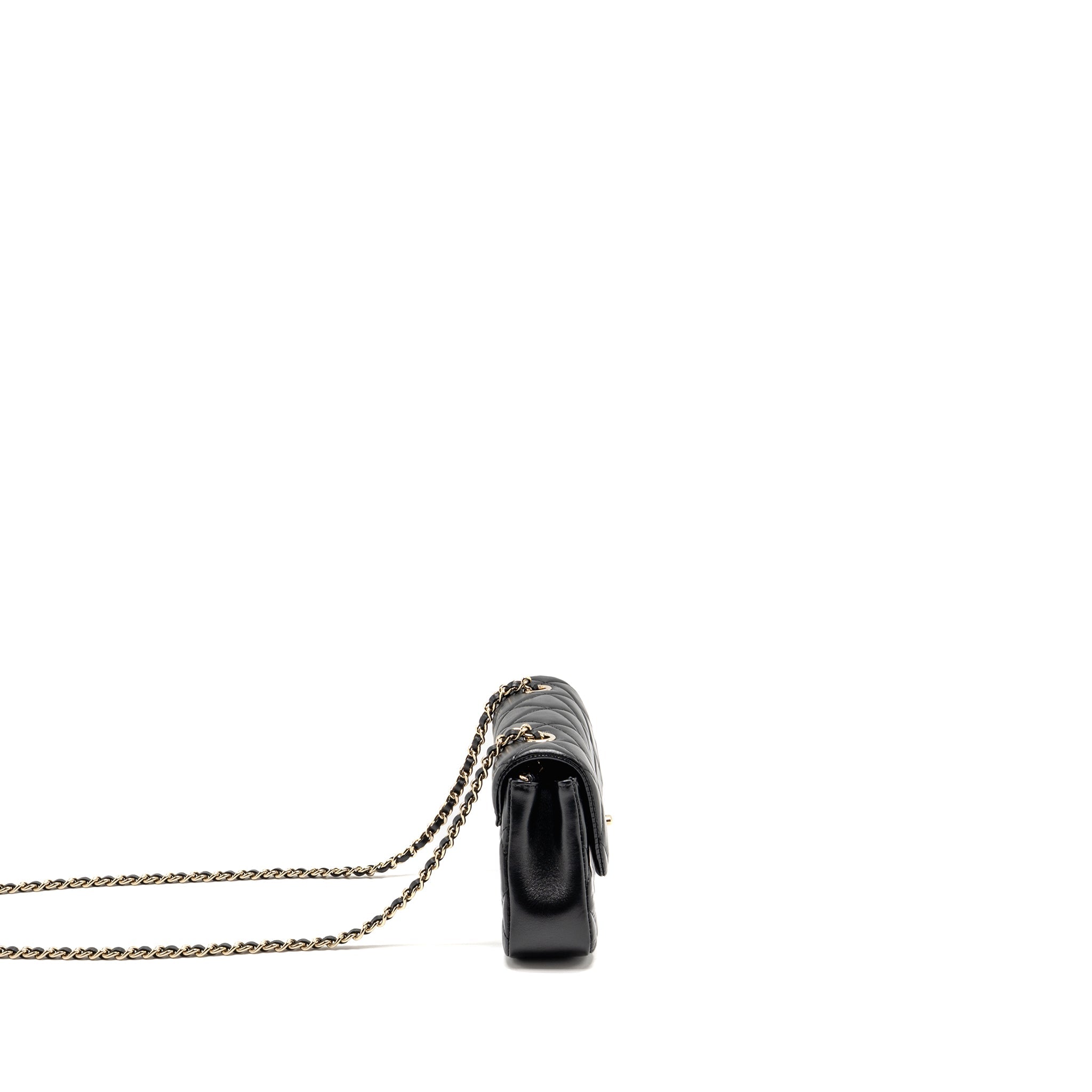 CHANEL 25S MINI FLAP BAG LAMBSKIN BLACK GHW(MICROCHIP)