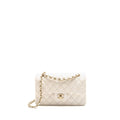 CHANEL SMALL CLASSIC DOUBLE FLAP BAG CAVIAR WHITE LGHW (MICROCHIP)