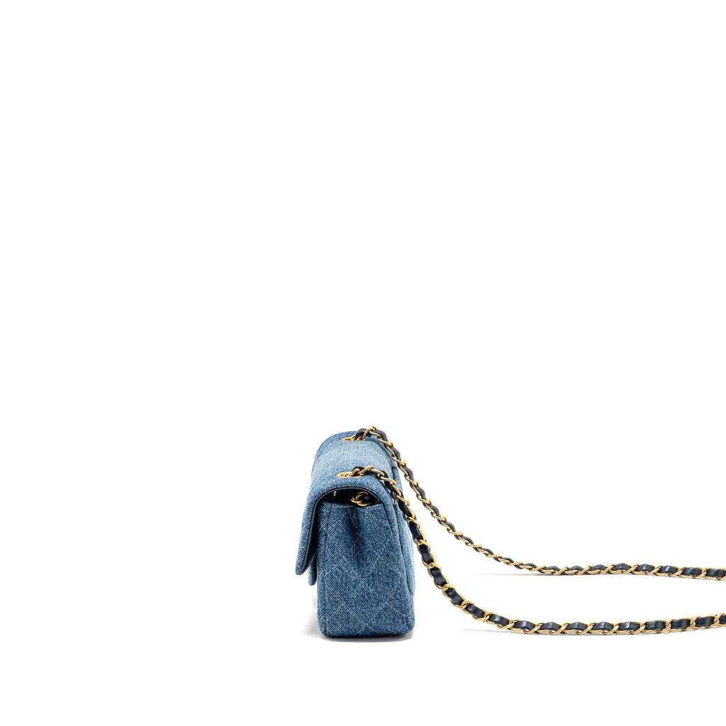 CHANEL MINI RECTANGULAR FLAP BAG DENIM BLUE GHW (MICROCHIP)