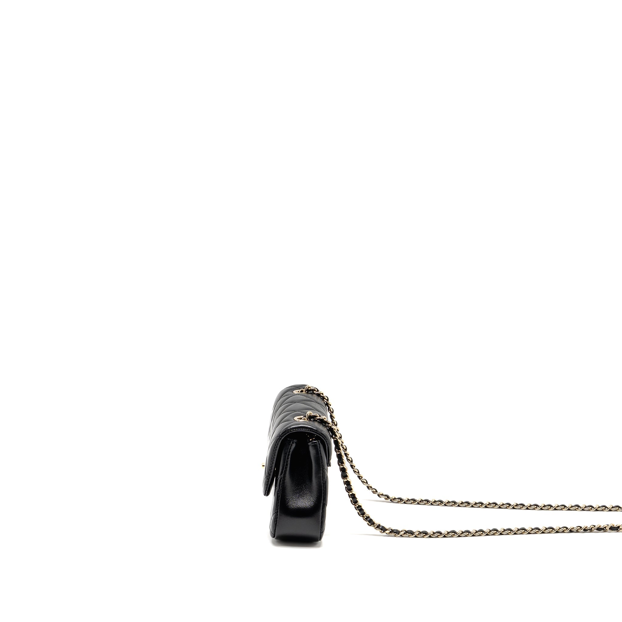 CHANEL 25S MINI FLAP BAG LAMBSKIN BLACK GHW(MICROCHIP)
