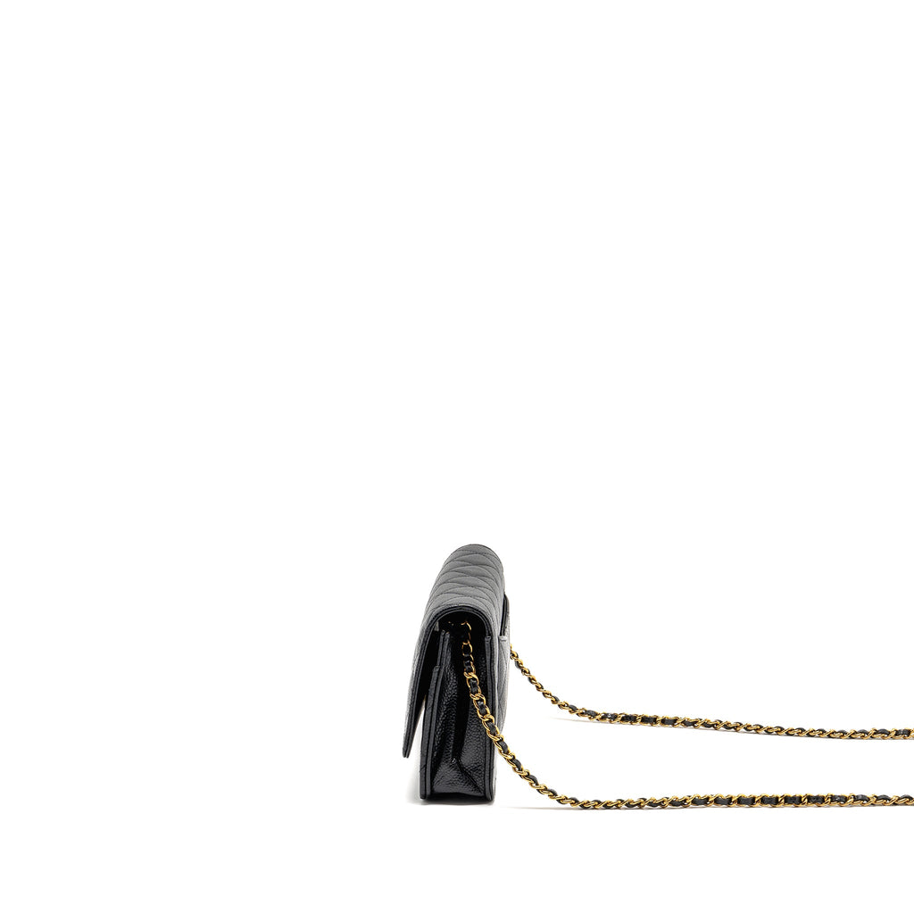 CHANEL CLASSIC WALLET ON CHAIN CAVIAR BLACK GHW (MICROCHIP)
