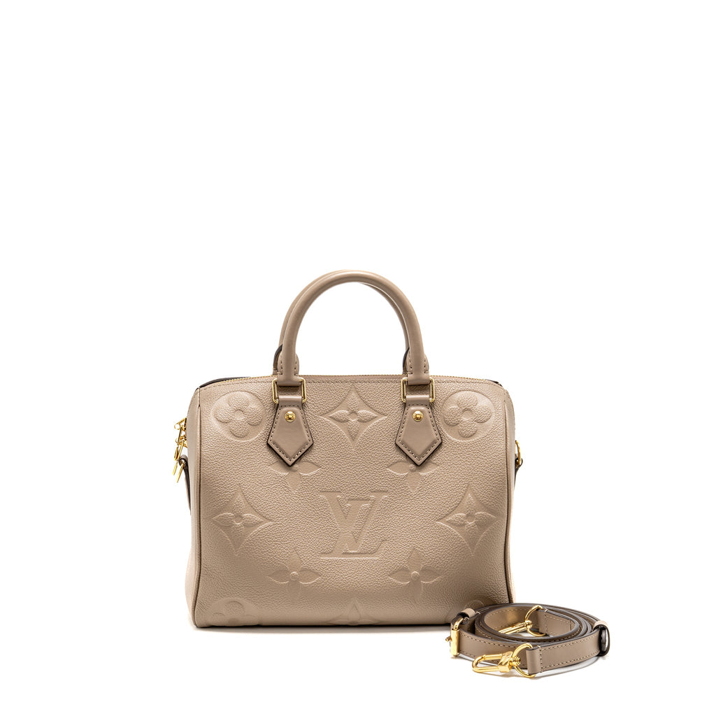 LOUIS VUITTON SPEEDY BANDOULIÈRE 25 EMPREINTE LEATHER TOURTERELLE GHW