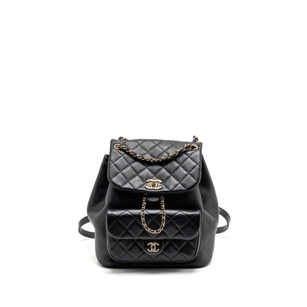 CHANEL LARGE DUMA BACKPACK CALFSKIN BLACK LGHW (MICROCHIP)