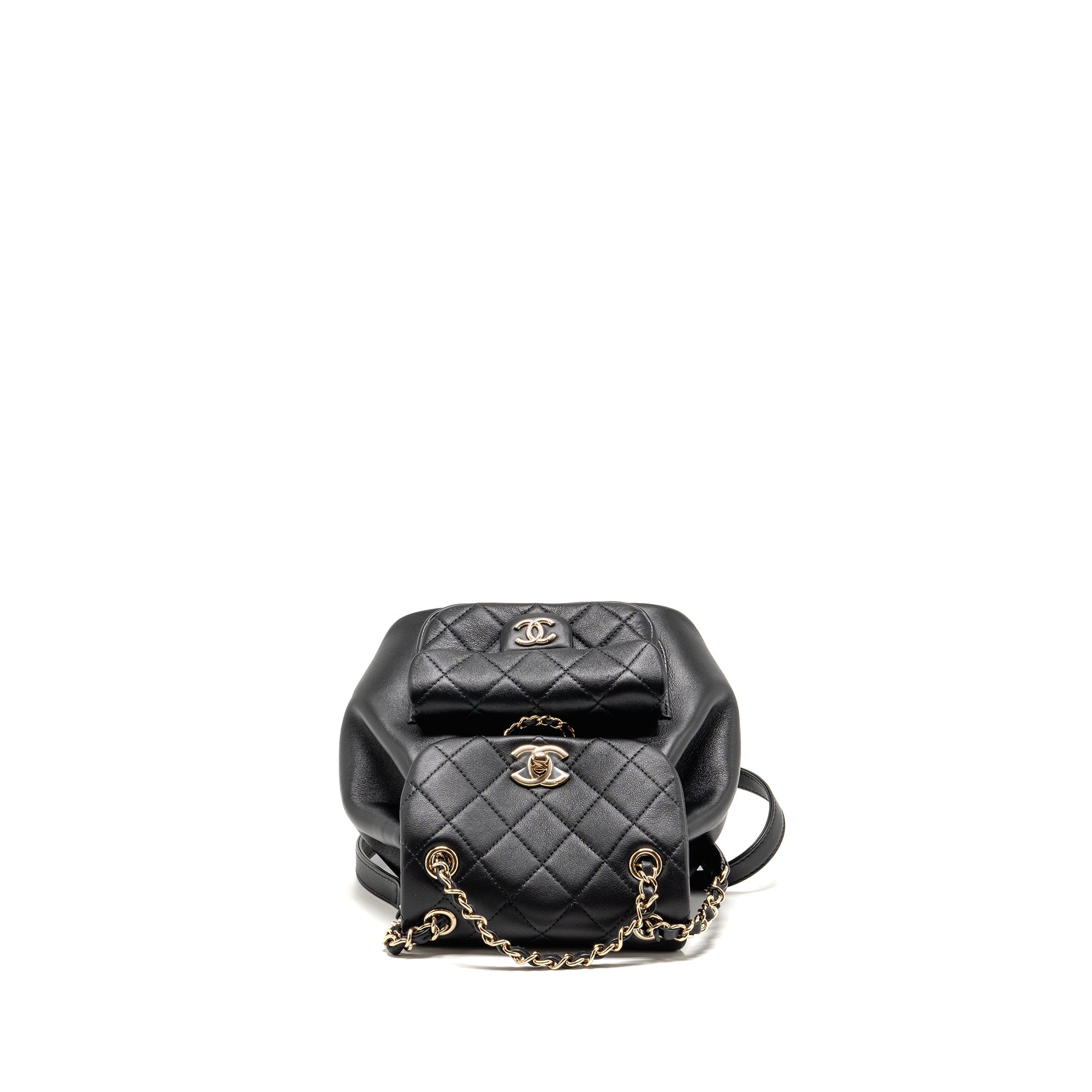 CHANEL MINI DUMA BACKPACK CALFSKIN BLACK LGHW (MICROCHIP)
