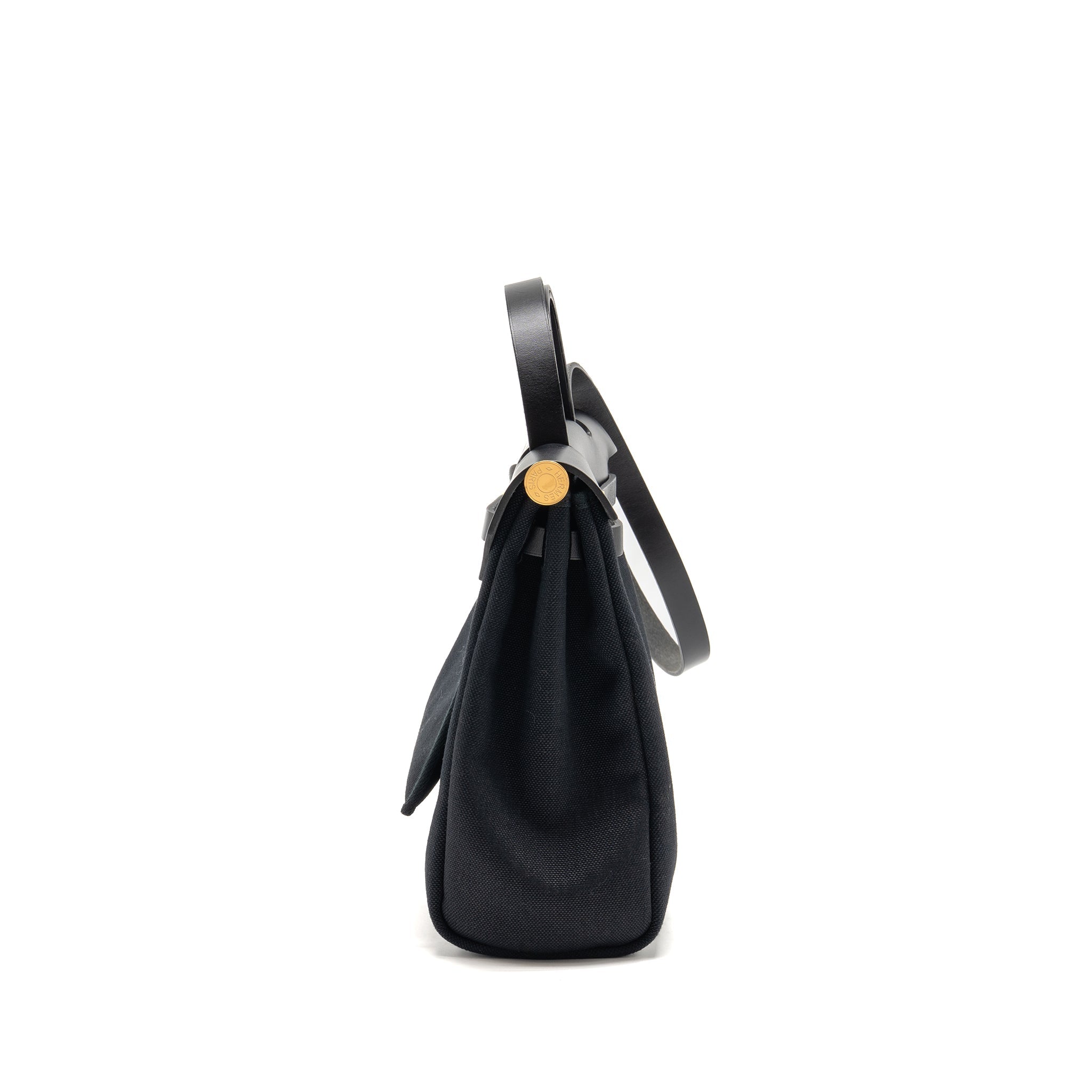 HERMES HERBAG 31 HUNTER LEATHER/CANVAS BLACK GHW