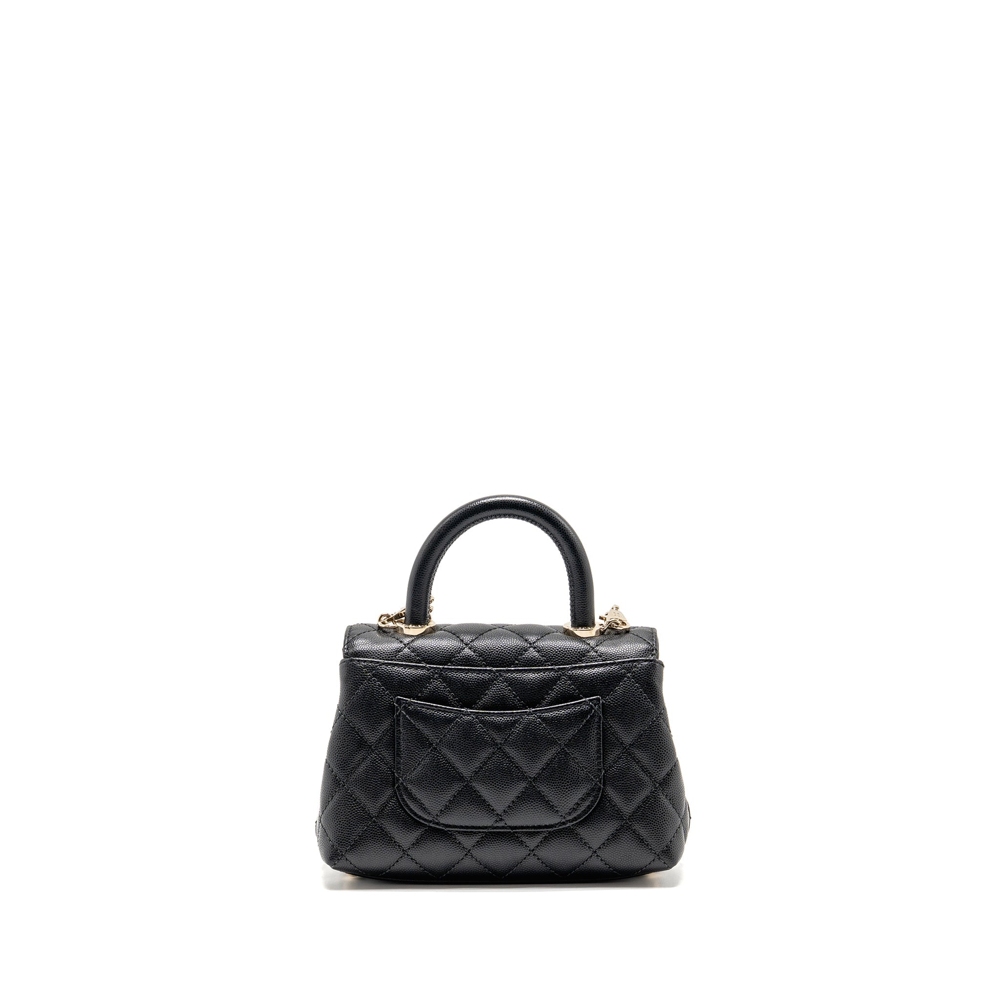 CHANEL MINI COCO HANDLE CAVIAR BLACK LGHW (MICROCHIP)