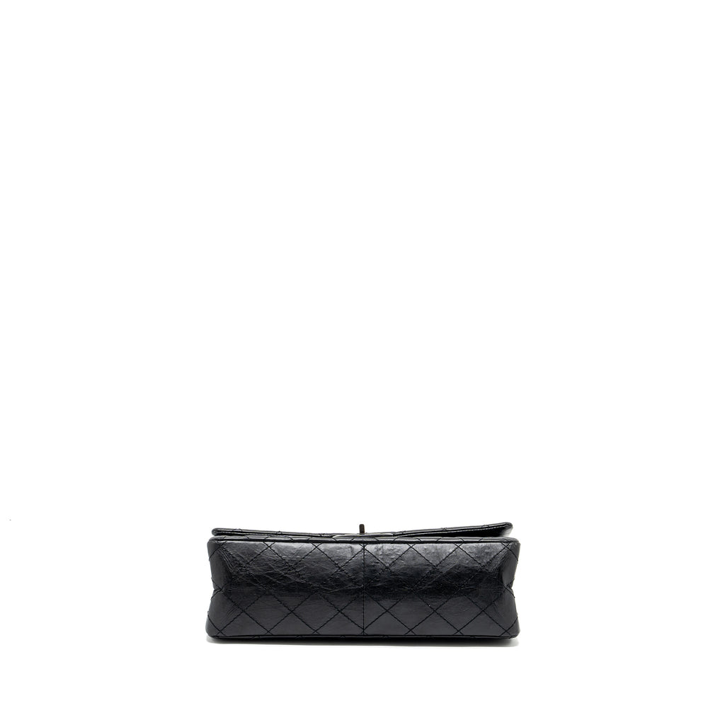 CHANEL LARGE 2.55 226 REISSUE DOUBLE FLAP BAG AGED CALFSKIN BLACK RUTHENIUM HARDWARE