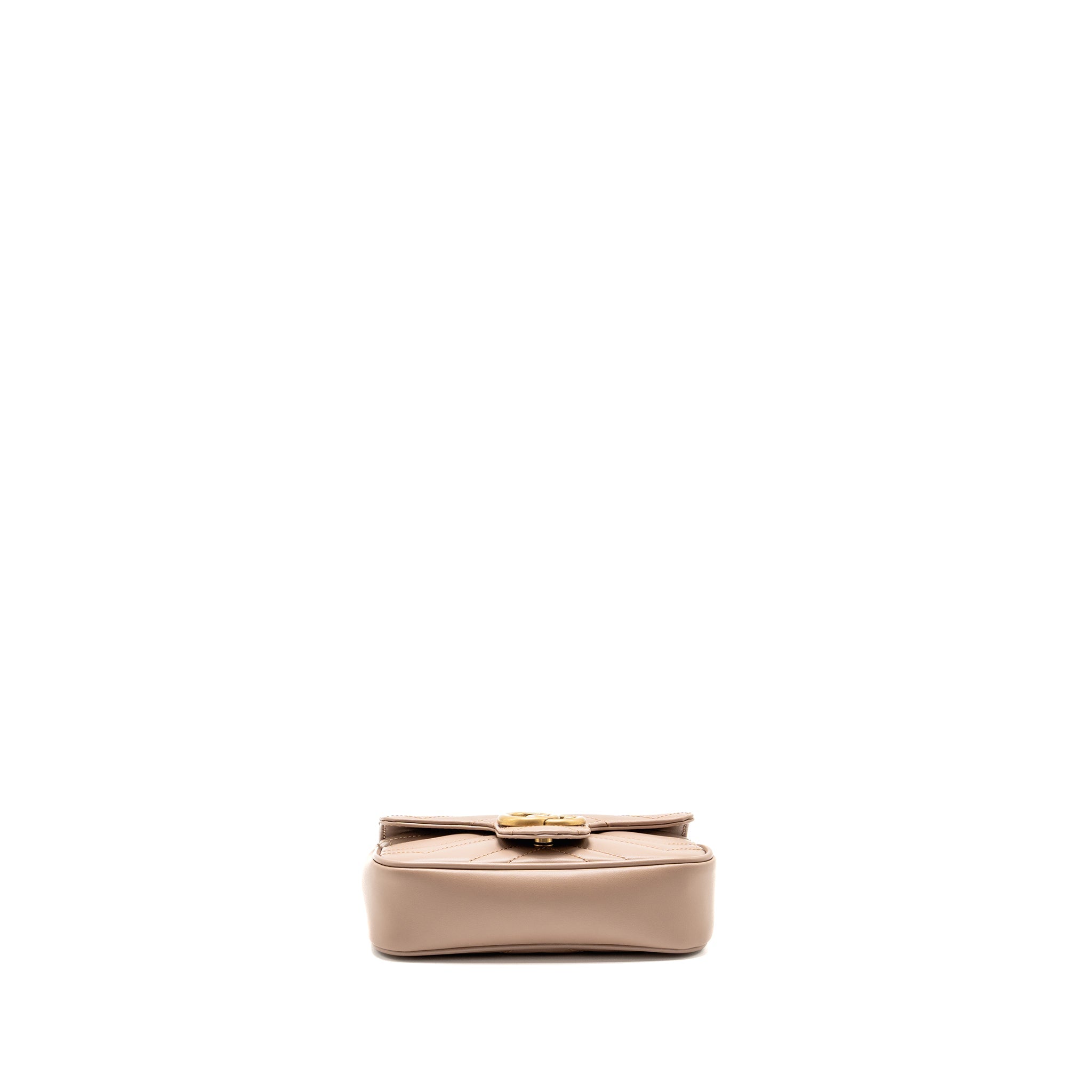 GUCCI GG MARMONT MINI BAG CHEVRON LEATHER BEIGE GHW