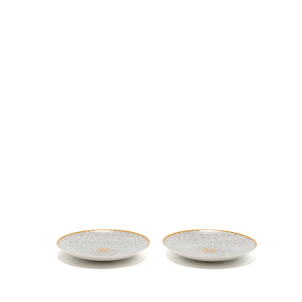 HERMES MOSAIQUE AU 24 GOLD BREAD AND BUTTER PLATES (2 IN A SET)