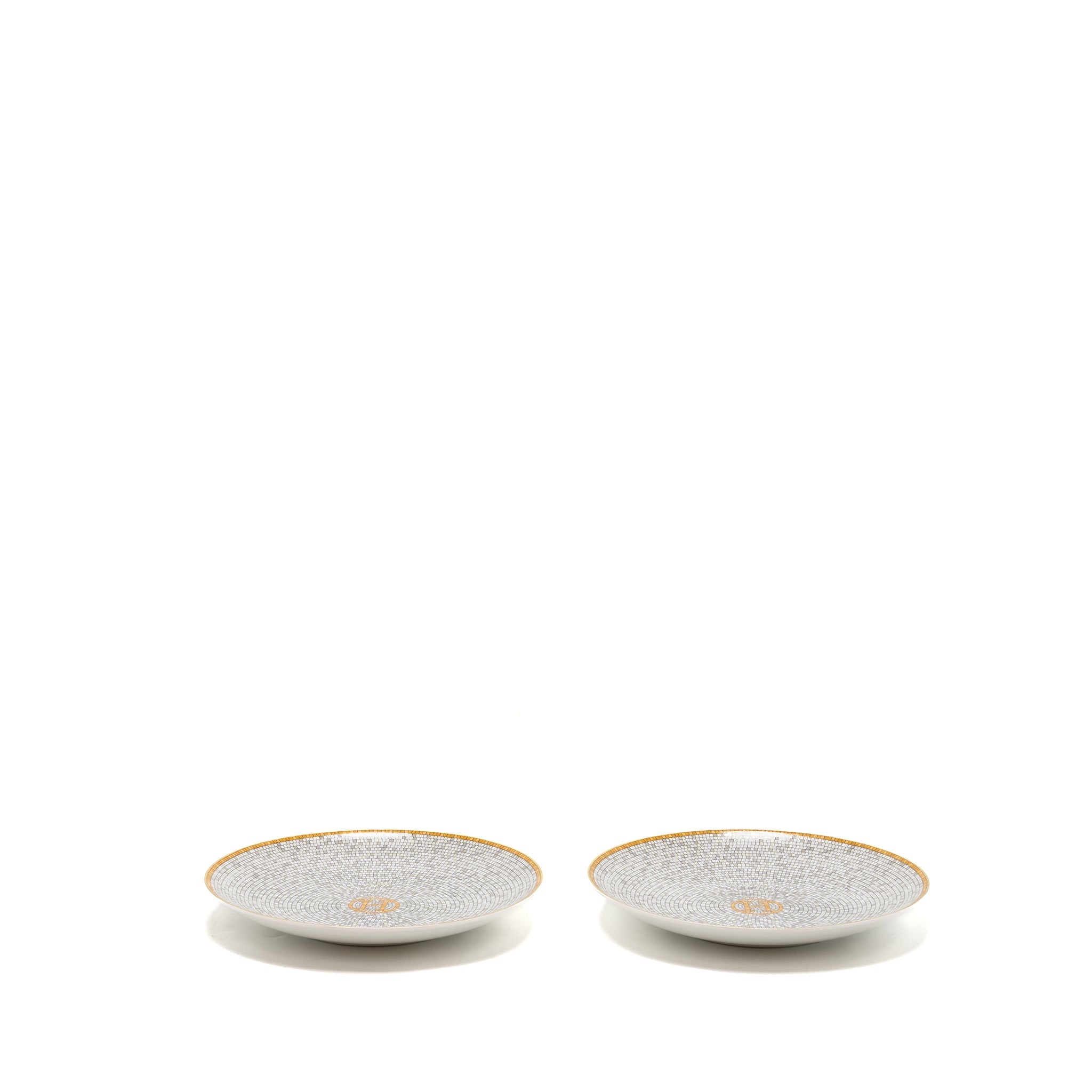 HERMES MOSAIQUE AU 24 GOLD BREAD AND BUTTER PLATES (2 IN A SET)