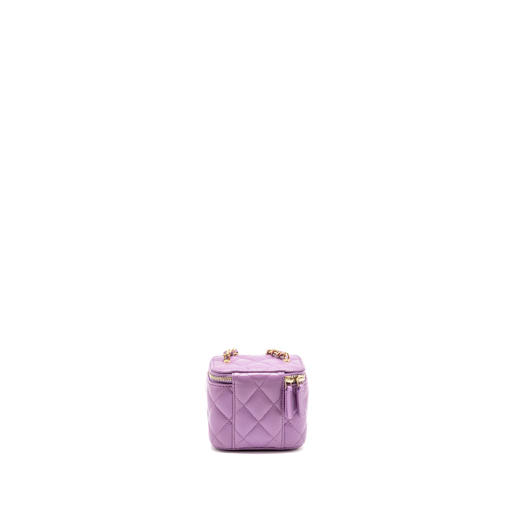 CHANEL PEARL CRUSH MINI VANITY WITH CHAIN LAMBSKIN PURPLE GHW