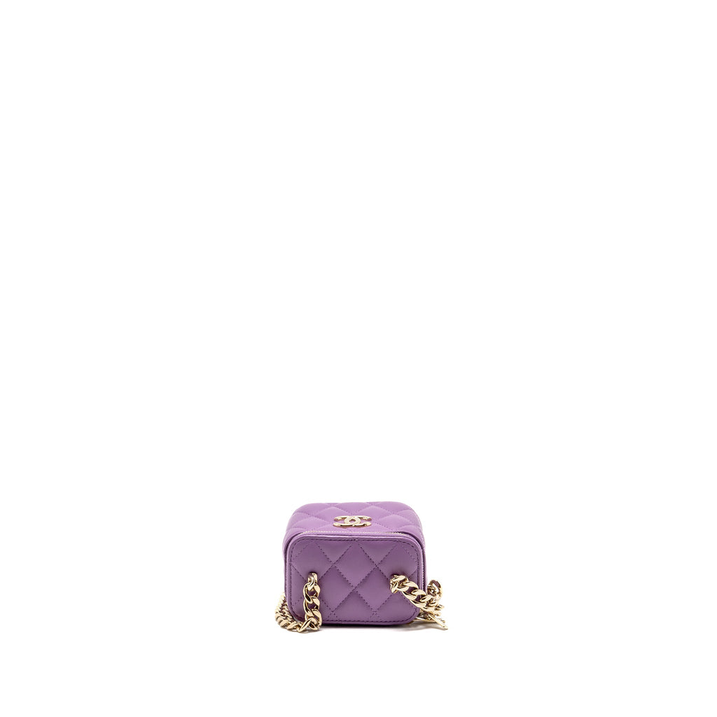 CHANEL MINI VANITY CASE WITH GIANT CHAIN LAMBSKIN PURPLE LGHW