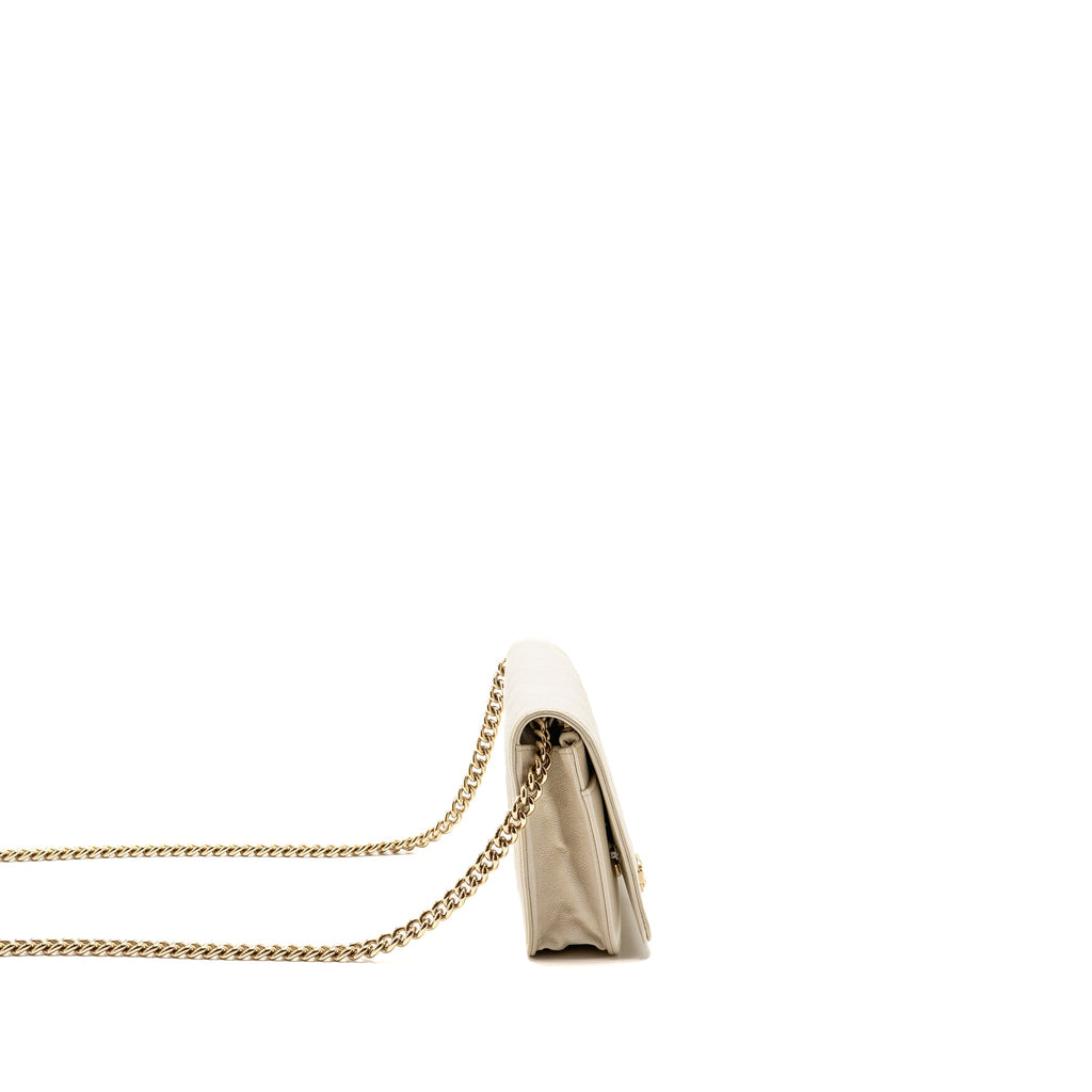 CHANEL BOY WALLET ON CHAIN CAVIAR WHITE LGHW