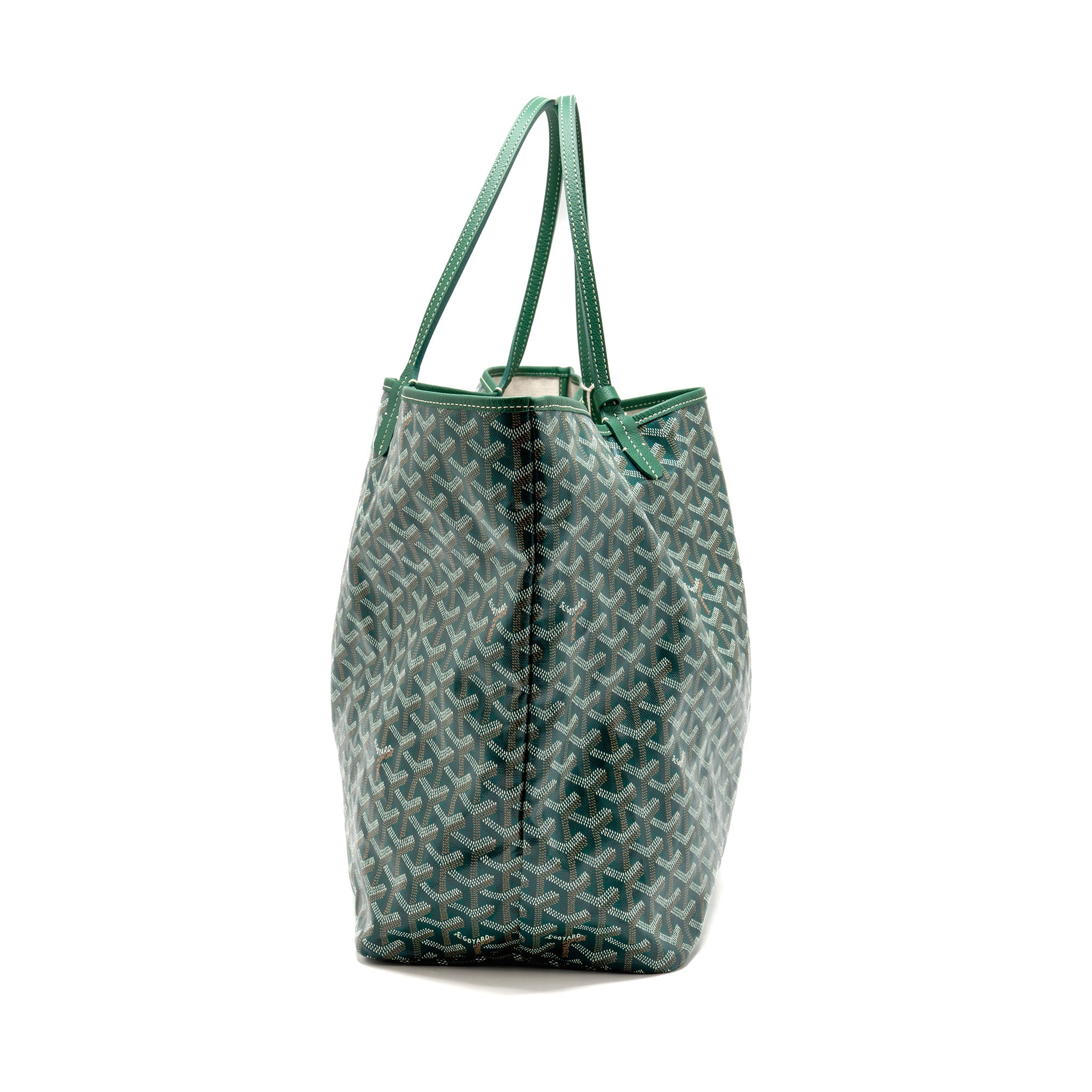 GOYARD SAINT LOUIS GM TOTE GOYARDINE CANVAS/CALFSKIN GREEN SHW