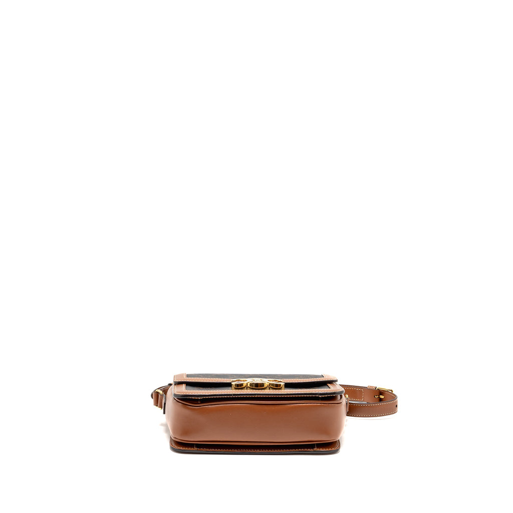 CELINE TEEN TRIOMPHE BAG TRIOMPHE CALFSKIN/CANVAS BROWN/MULTICOLOOUR GHW
