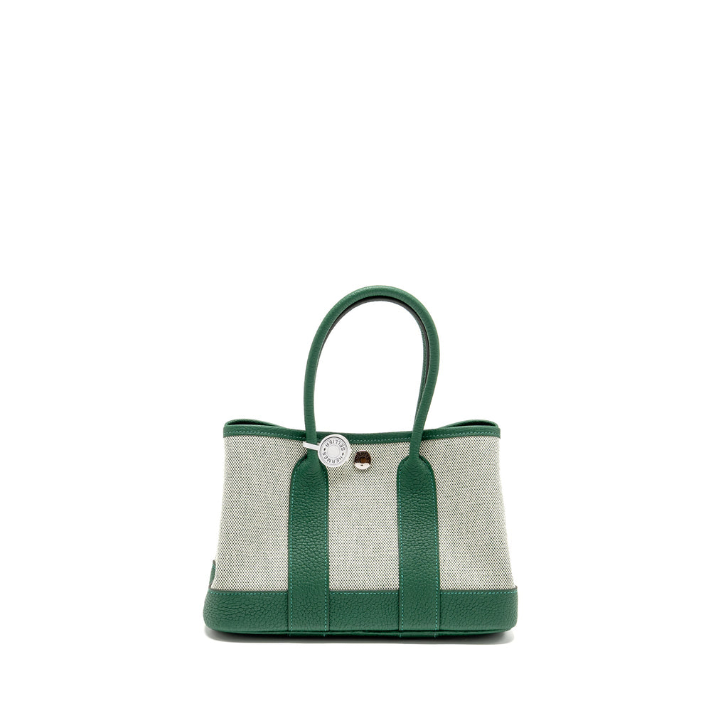 HERMES NEO GARDEN PARTY 23 CANVAS/NEGONDA ECRU/VERT MOYEN SHW