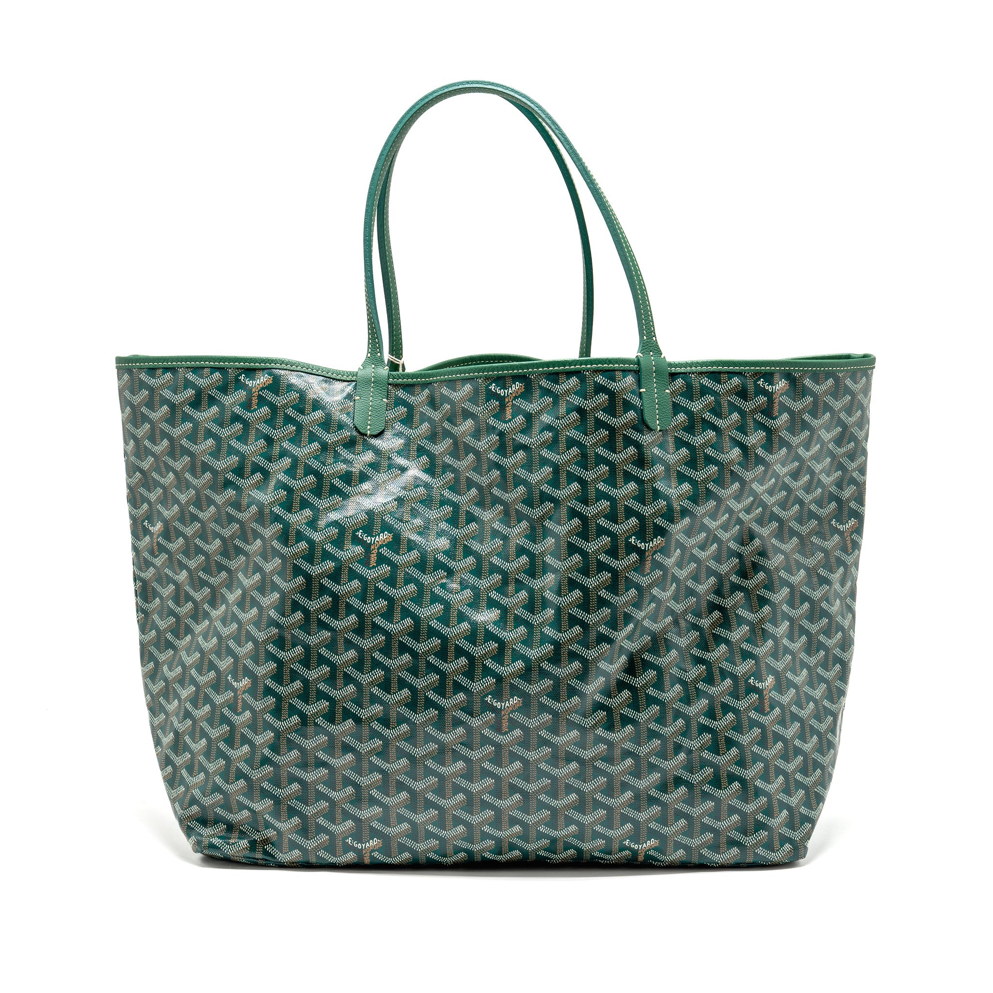 GOYARD SAINT LOUIS GM TOTE GOYARDINE CANVAS/CALFSKIN GREEN SHW