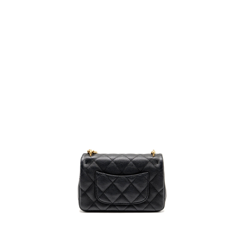 CHANEL COCO LOVE MINI FLAP BAG ADJUSTABLE CHAIN CAVIAR BLACK GHW (MICROCHIP)