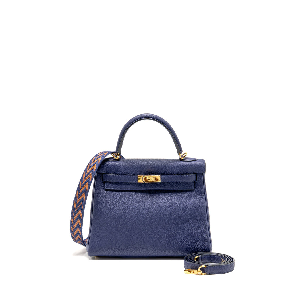 HERMES KELLY 25 TOGO BLUE GHW