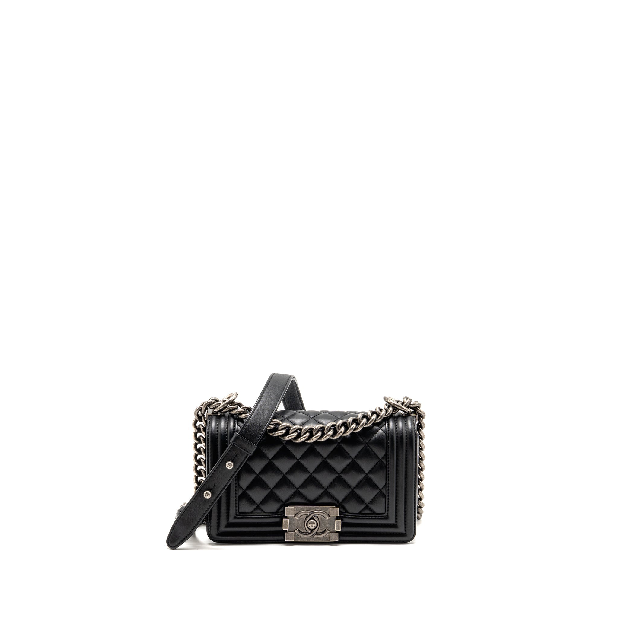 CHANEL SMALL BOY BAG CALFSKIN BLACK SHW
