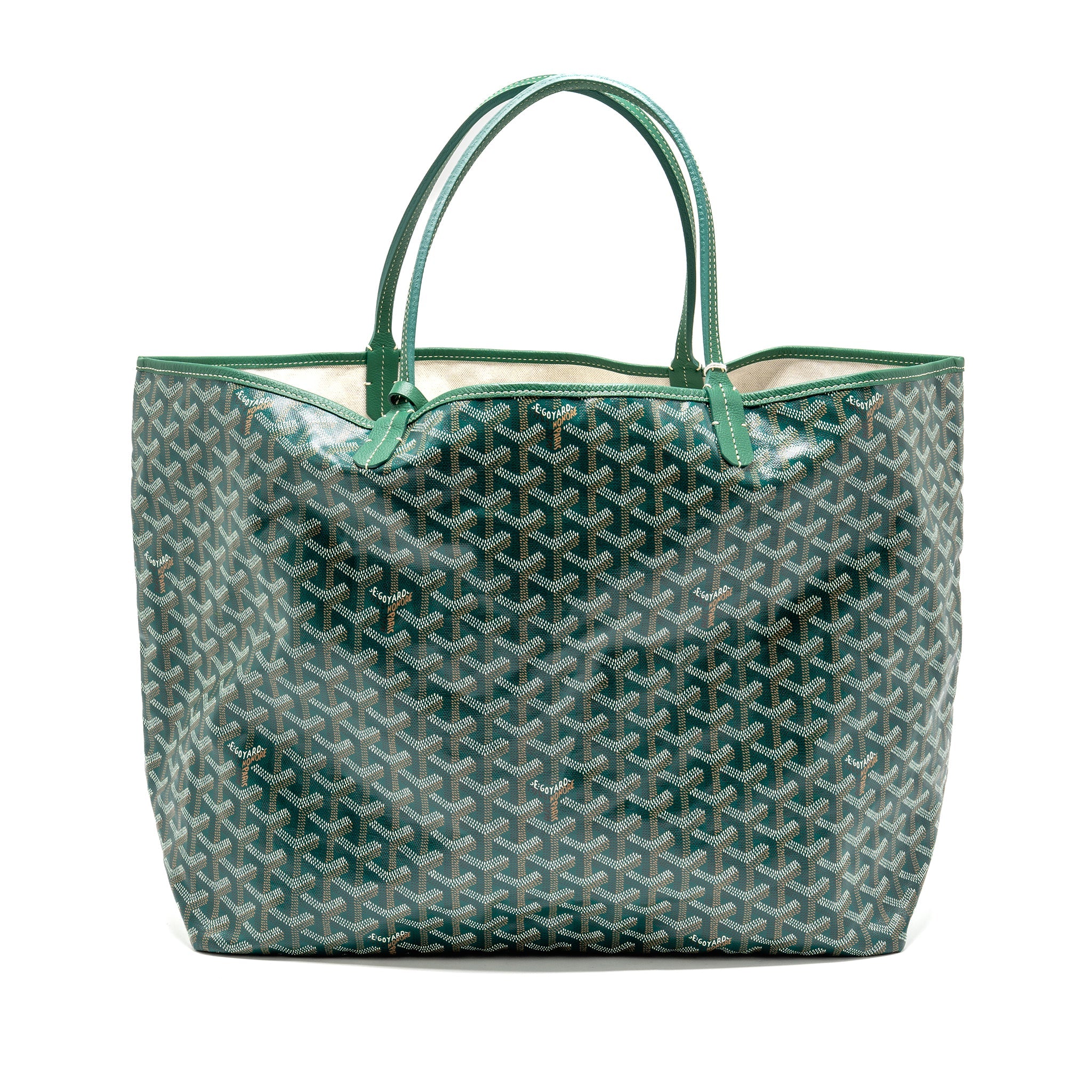 GOYARD SAINT LOUIS GM TOTE GOYARDINE CANVAS/CALFSKIN GREEN SHW