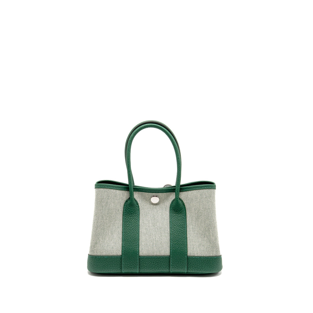 HERMES NEO GARDEN PARTY 23 CANVAS/NEGONDA ECRU/VERT MOYEN SHW
