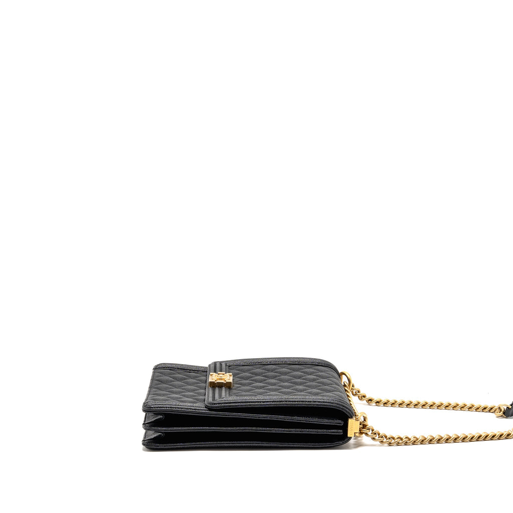CHANEL NORTH SOUTH/VERTICAL BOY BAG CAVIAR BLACK GHW