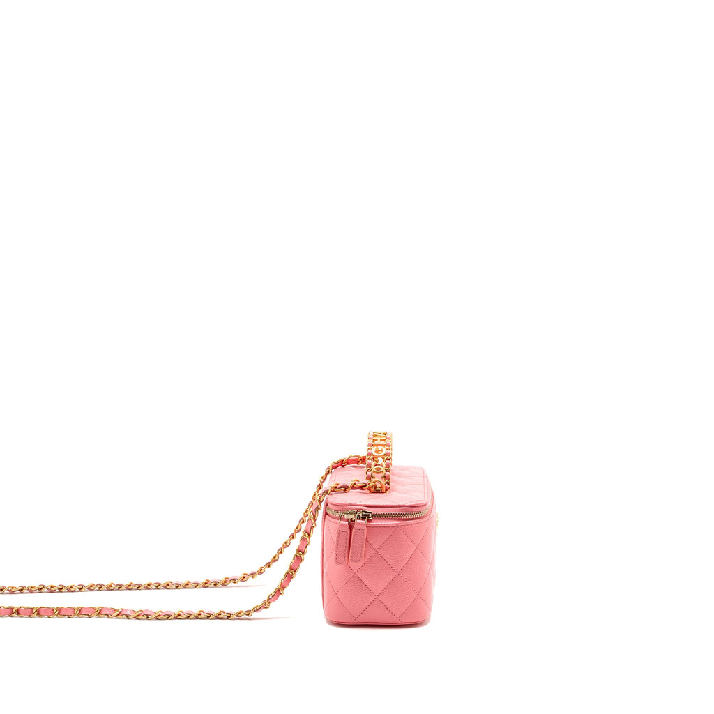 CHANEL LETTER TOP HANDLE LONG VANITY CAVIAR PINK GHW