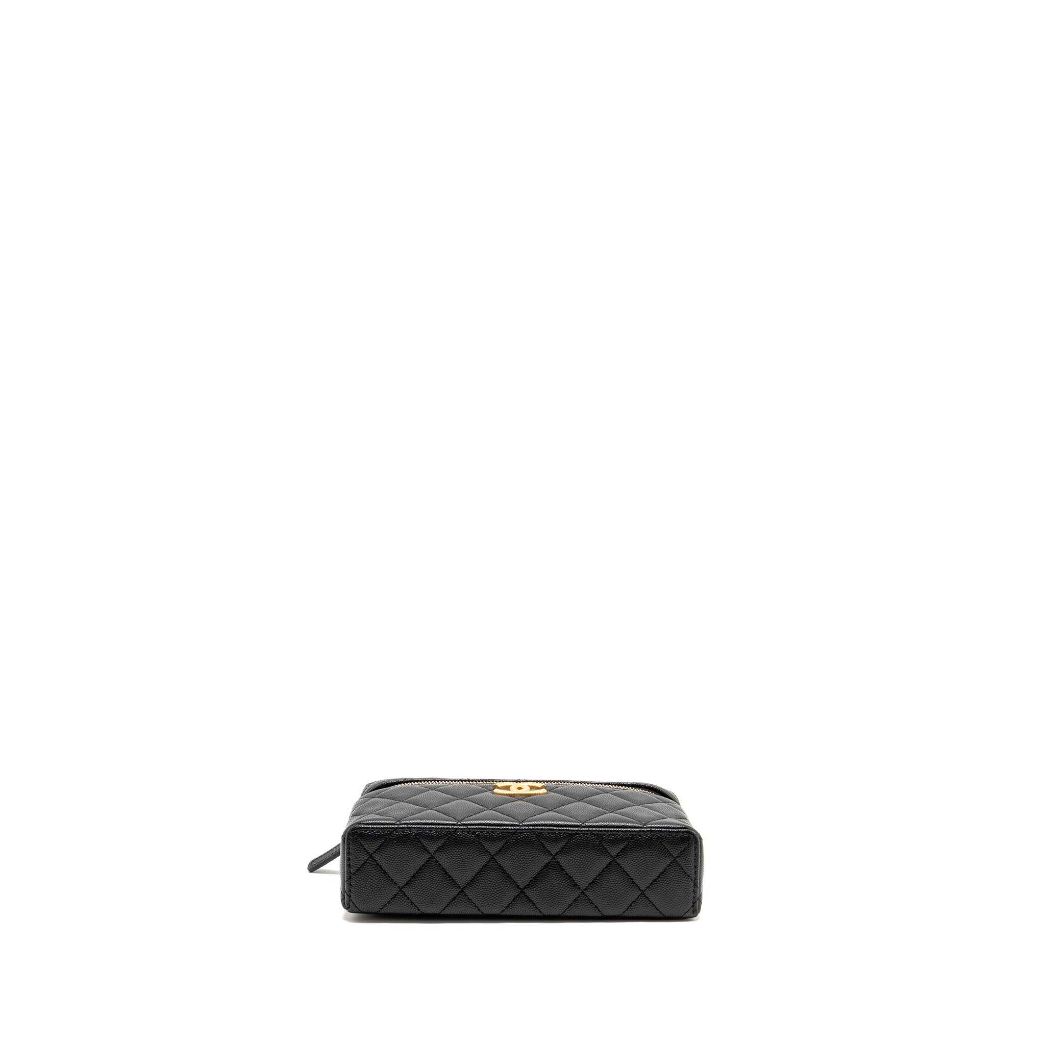 CHANEL TOP HANDLE VANITY BAG WITH CHAIN CAVIAR BLACK GHW (MICROCHIP)