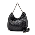 CHANEL COCO PLEATS HOBO BAG CALFSKIN BLACK RUTHENIUM HARDWARE