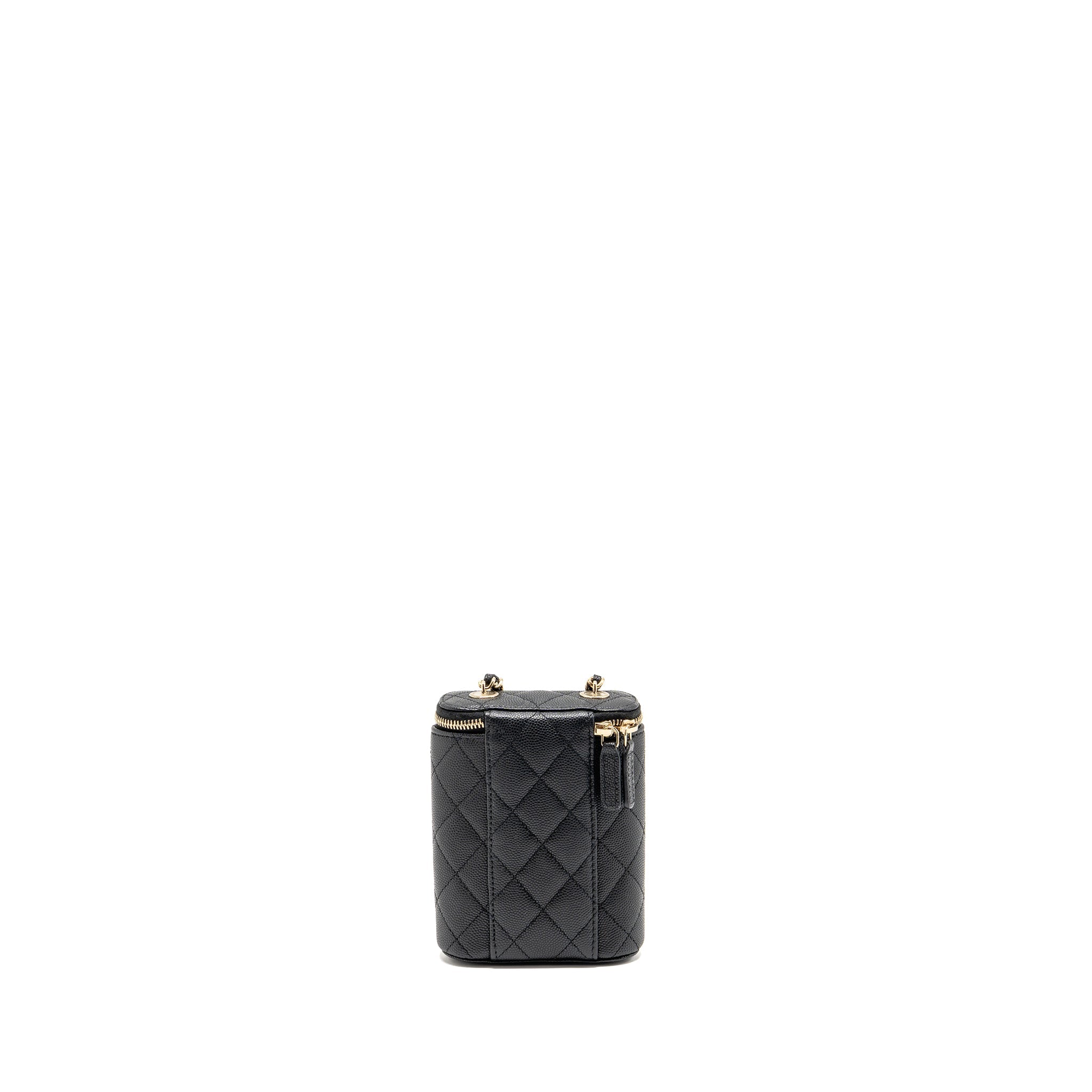 CHANEL MINI VANITY CASE WITH CHAIN CAVIAR BLACK LGHW(MICROCHIP)