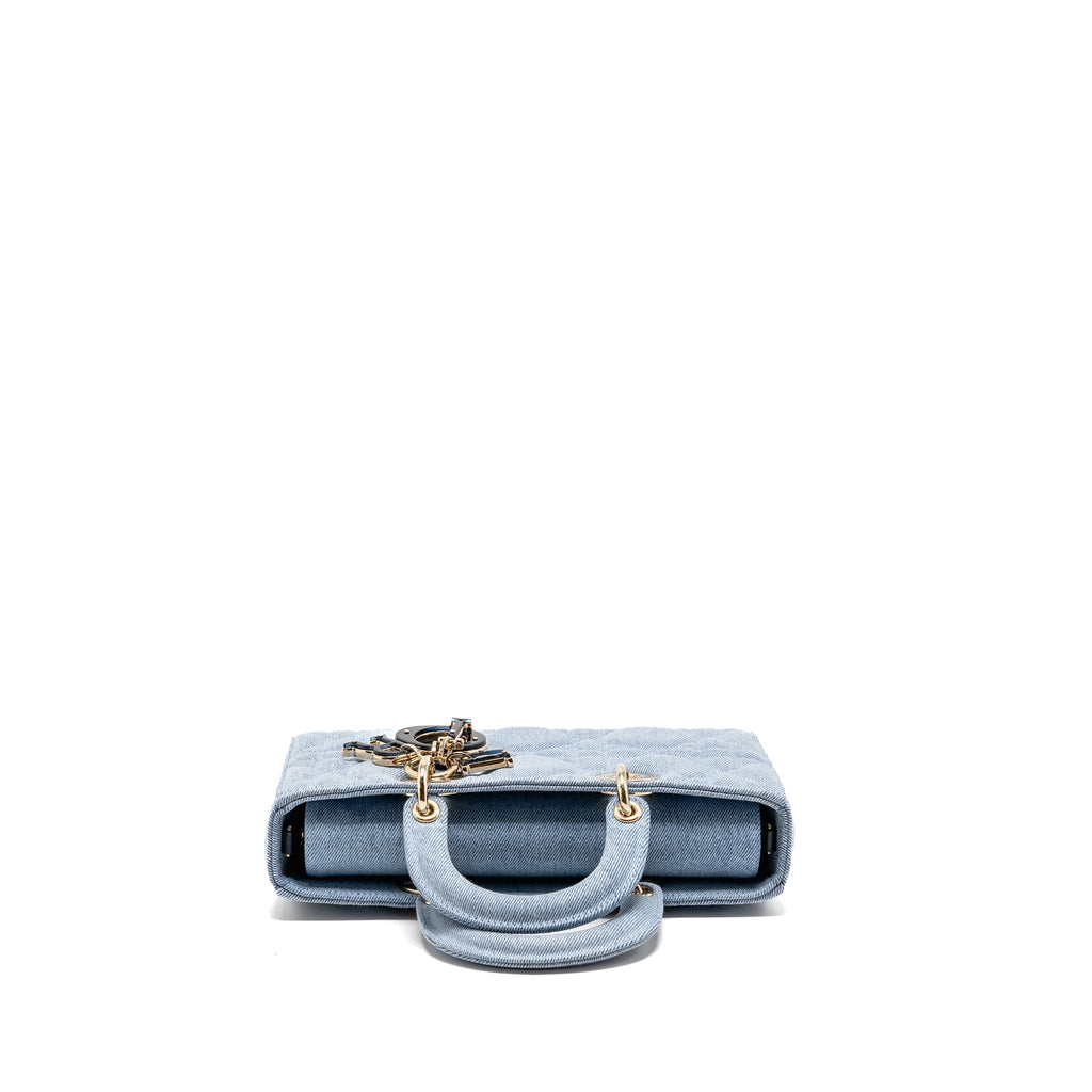 DIOR MEDIUM LADY D-JOY BAG DENIM BLUE LGHW